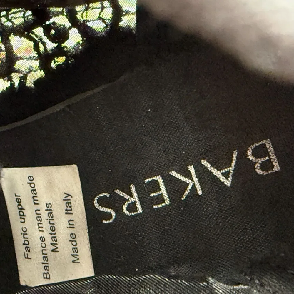 Y2K | Bakers | Chunky Platform Sneaker Booties | Black Lace Flora | Sz 6.5